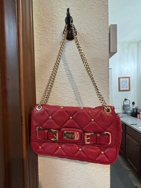 Michael Kors Red Quilted Shoulder Bag with Gold Chain